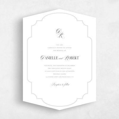 White Diamond Wedding Invitation - Marisol Portrait