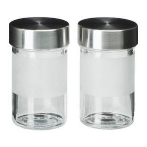 DROPPAR Spice jar, frosted glass, stainless steel