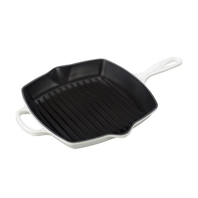 Le Creuset Signature Enameled Cast Iron Square Grill Pan, 10", White