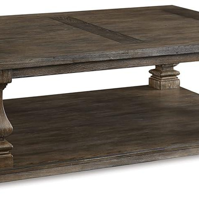 Signature Design by Ashley Johnelle Farmhouse Coffee Table with Weathered Gray Finish, Gray
