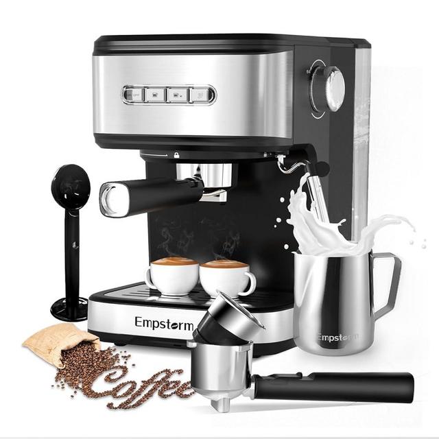 Empstorm Espresso Machine 20 Bar, 3 in 1 Espresso Maker with Milk Frother Steam Wand for Latte and Cappuccino, E.S.E Pod, Powder and Capsule Portafilter, 50oz Removable Water Tank for Home