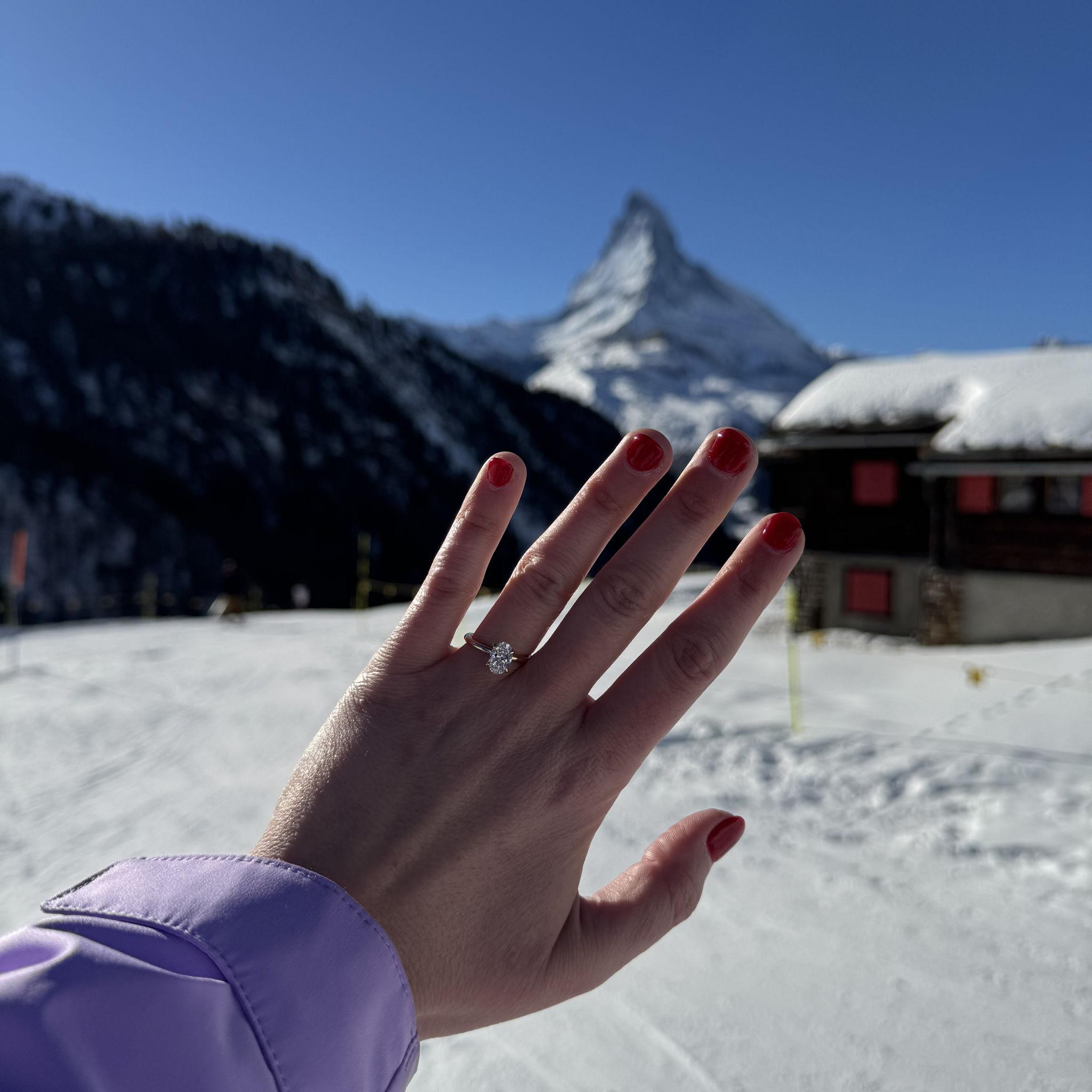 Fresh, sparkling ice in the Alps. Ashleigh still in shock.