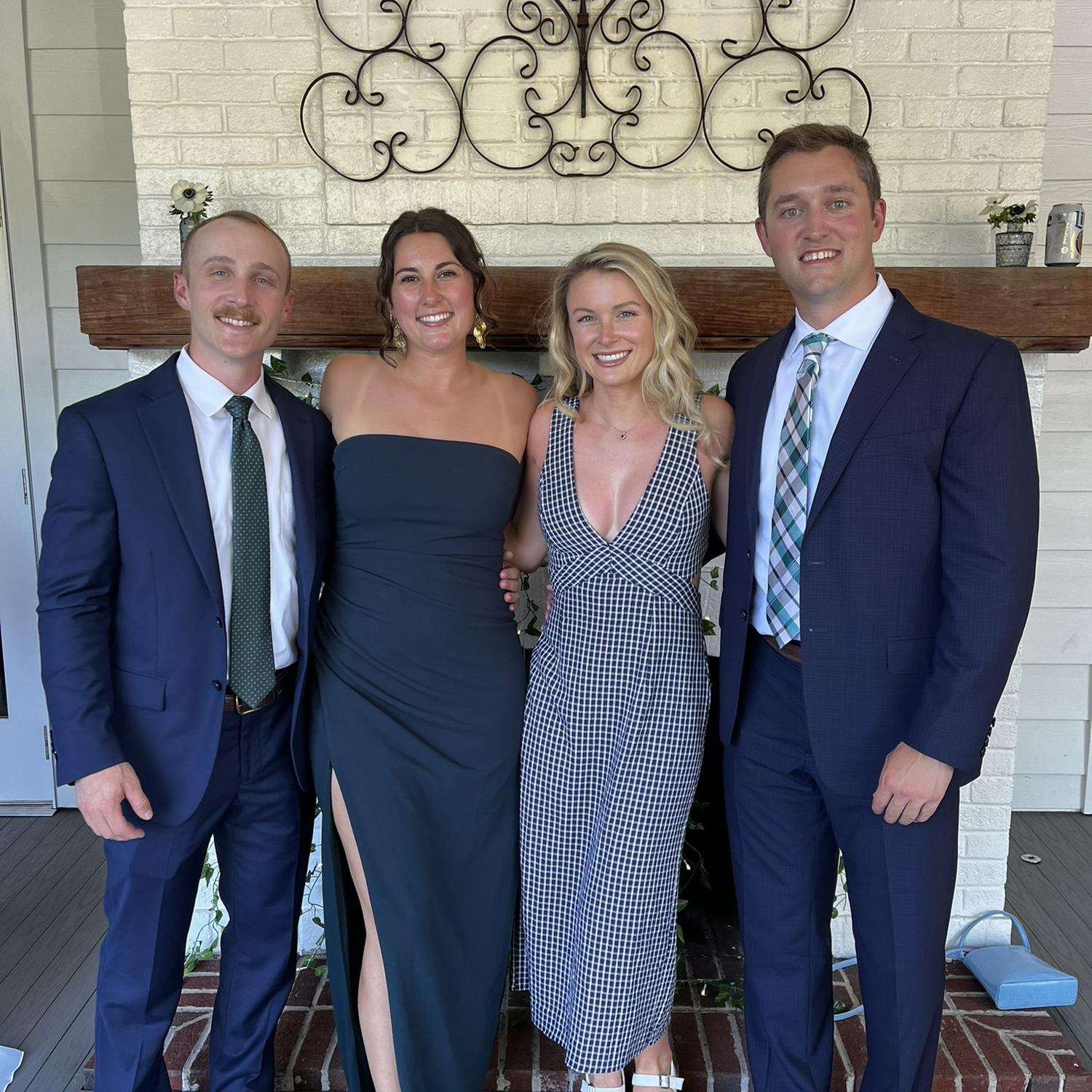 Caroline and Jeff with the lovely Anna and Colin at our good friends Ian and Olivia's Wedding in July 2024!