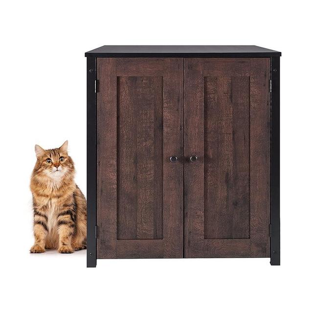 Litter-Robot Storage Cabinet and Litter Box Enclosure by Whisker, Coffee Oak Finish, 30.7" W x 28.1" D x 34.3" H, Stylish and Durable Hidden Litter Box Furniture