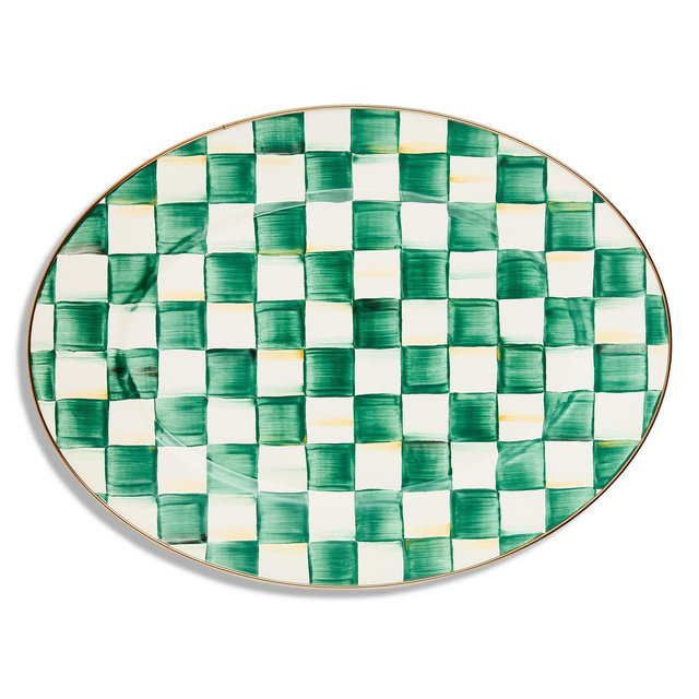 MacKenzie-Childs Emerald Check Medium Oval Platter