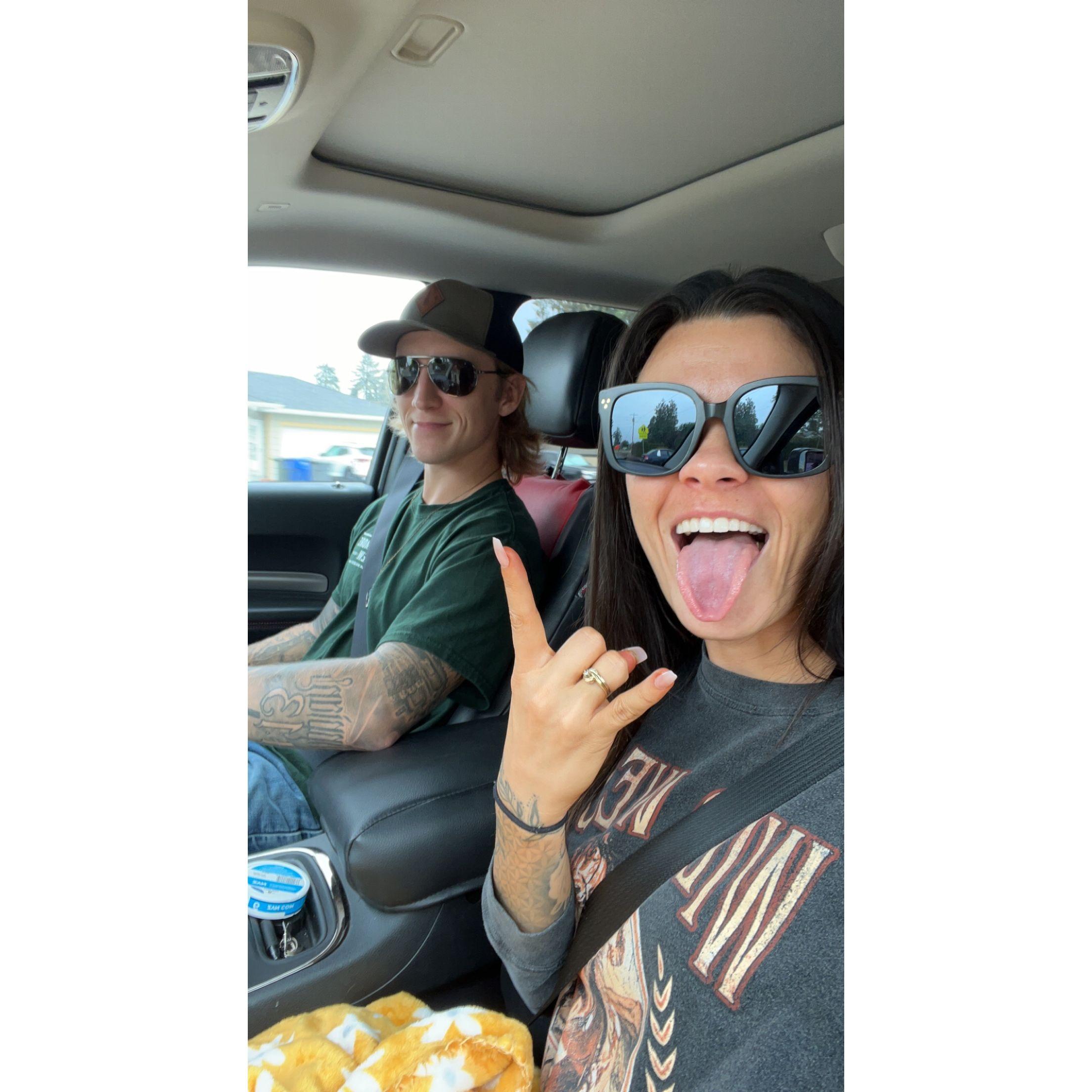 One of our many road trips, rocking out I'm sure ;)