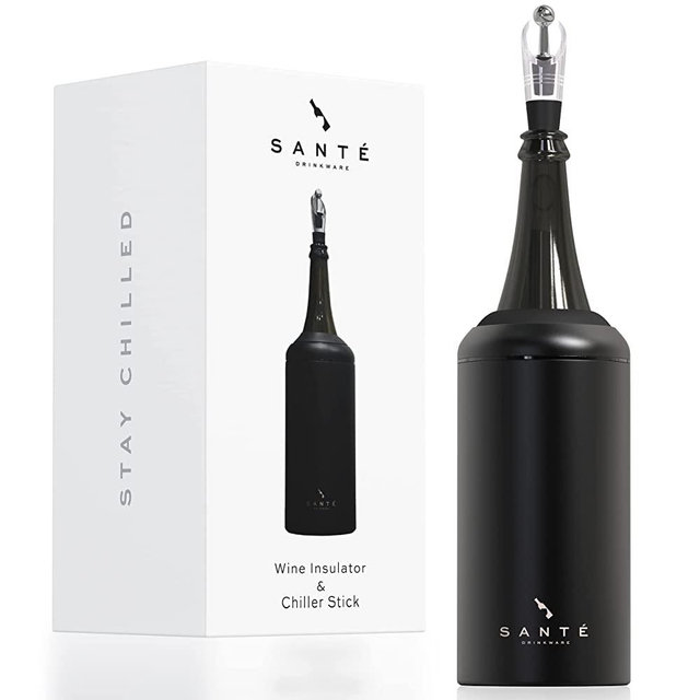 Wine Chiller & Stick - Keeps Wine & Champagne Chilled For Hours - Perfect Gift For Wine Lovers - Portable Insulator Includes Drip-Free Pourer and Aerator - Fits Most 750ml Bottles