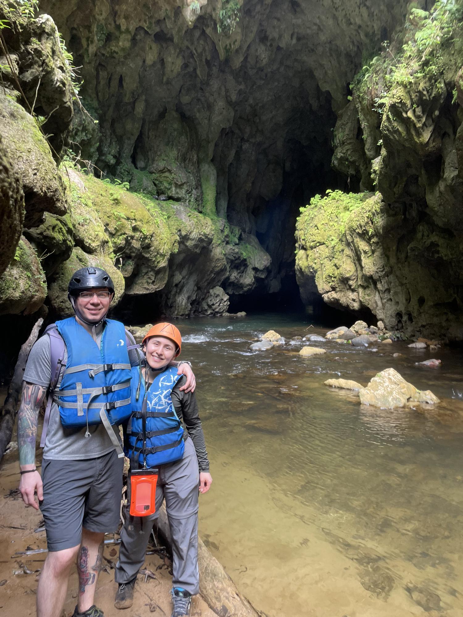 At the start of a zipline/hike/inner tube cave tour in Arecibo, Puerto Rico - February 2023