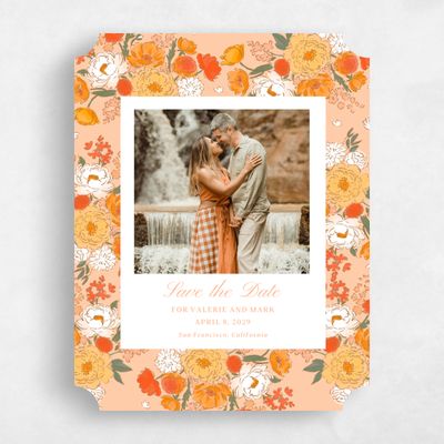 Orange Ticket Wedding Save the Date - Colombe Photo