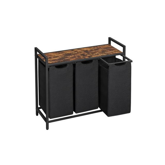 VASAGLE Laundry Hamper, Laundry Basket, 3 x 10 Gallons , 36.4 x 13 x 28.4 Inches, Rustic Brown and Black