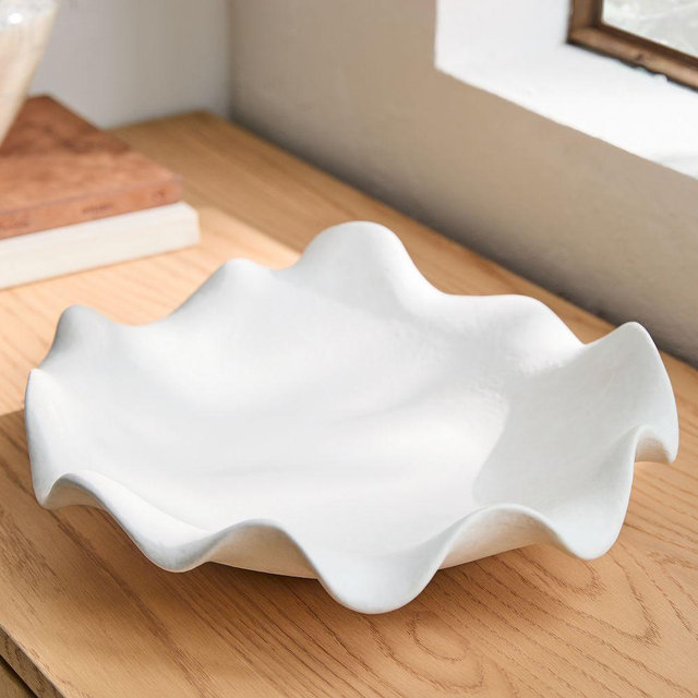 Charlotte Wavy Ceramic Bowl, 13.8 Inch diamter