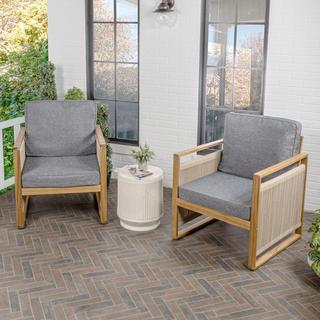 Gable Mid-Century Modern Roped Outdoor Patio Chair, Set of 2