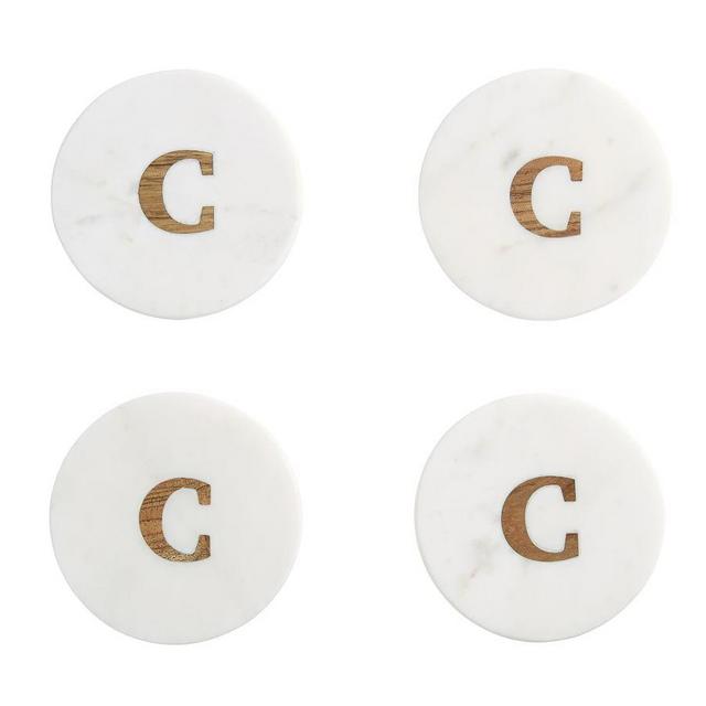 Alphabet Marble with Wood Coasters - C