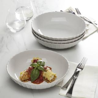 French Perle Scallop Dinner Bowl, Set of 4