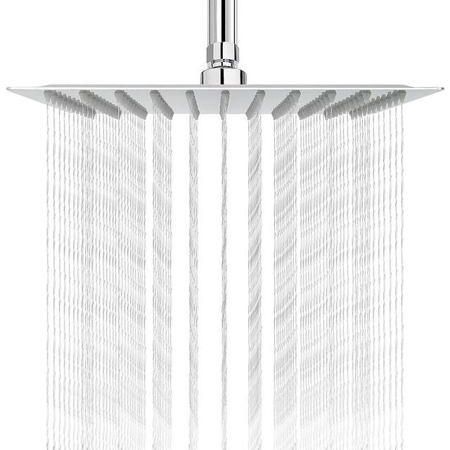 Rain Shower head, NearMoon High Flow Stainless Steel Square Rainfall ShowerHead, High Pressure Design, Awesome Shower Experience Even At Low Water Flow (10 Inch, Chrome Finish)