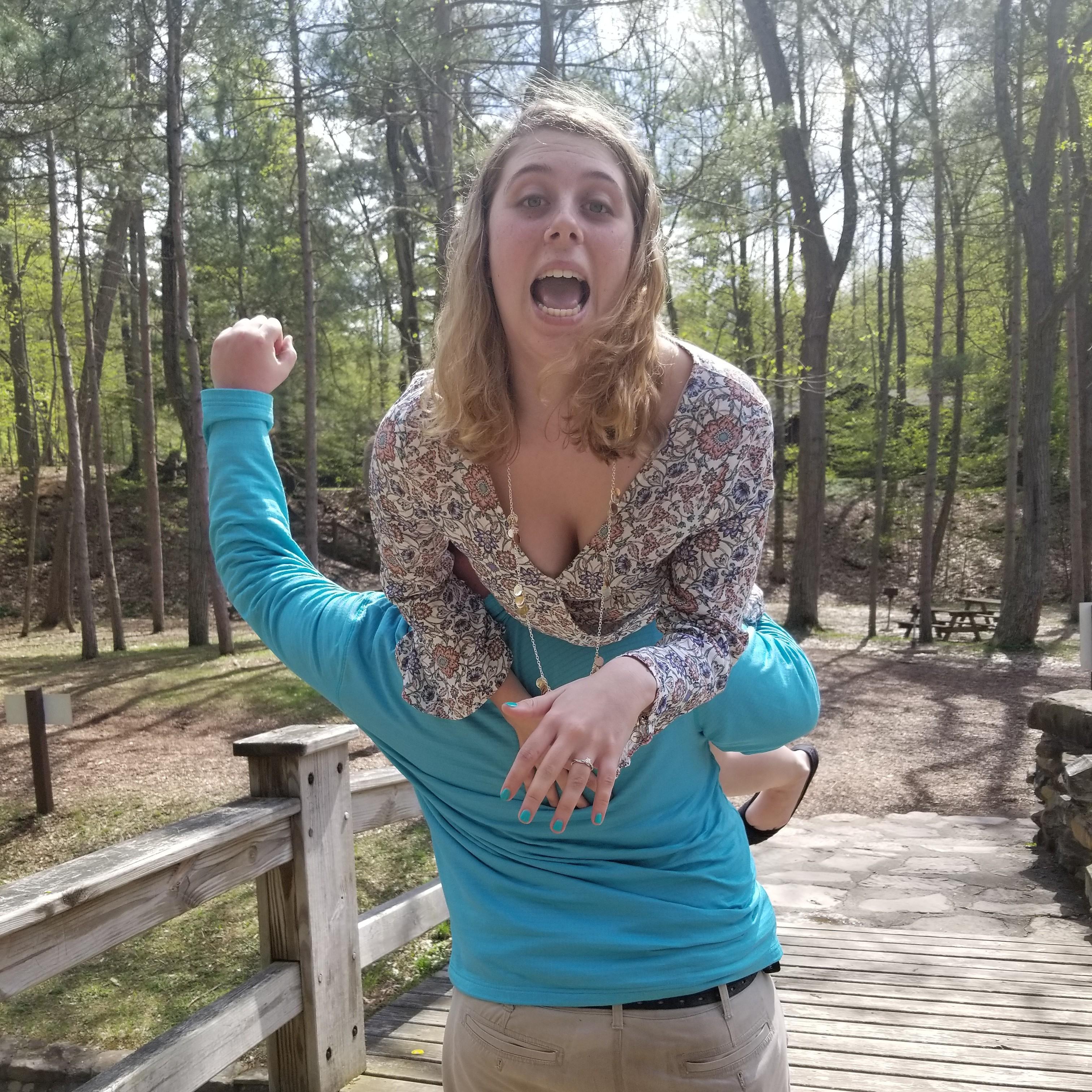 We are always goofing around. Even when we were taking engagement photos.