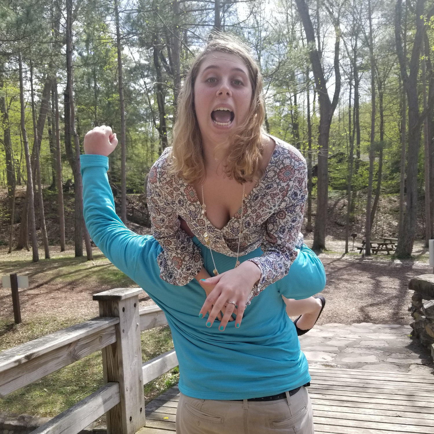 We are always goofing around. Even when we were taking engagement photos.