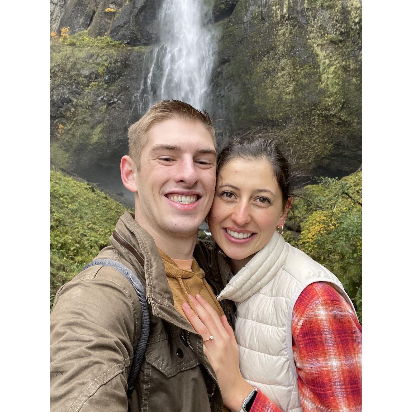 She said yes! Multnomah falls-November 9th