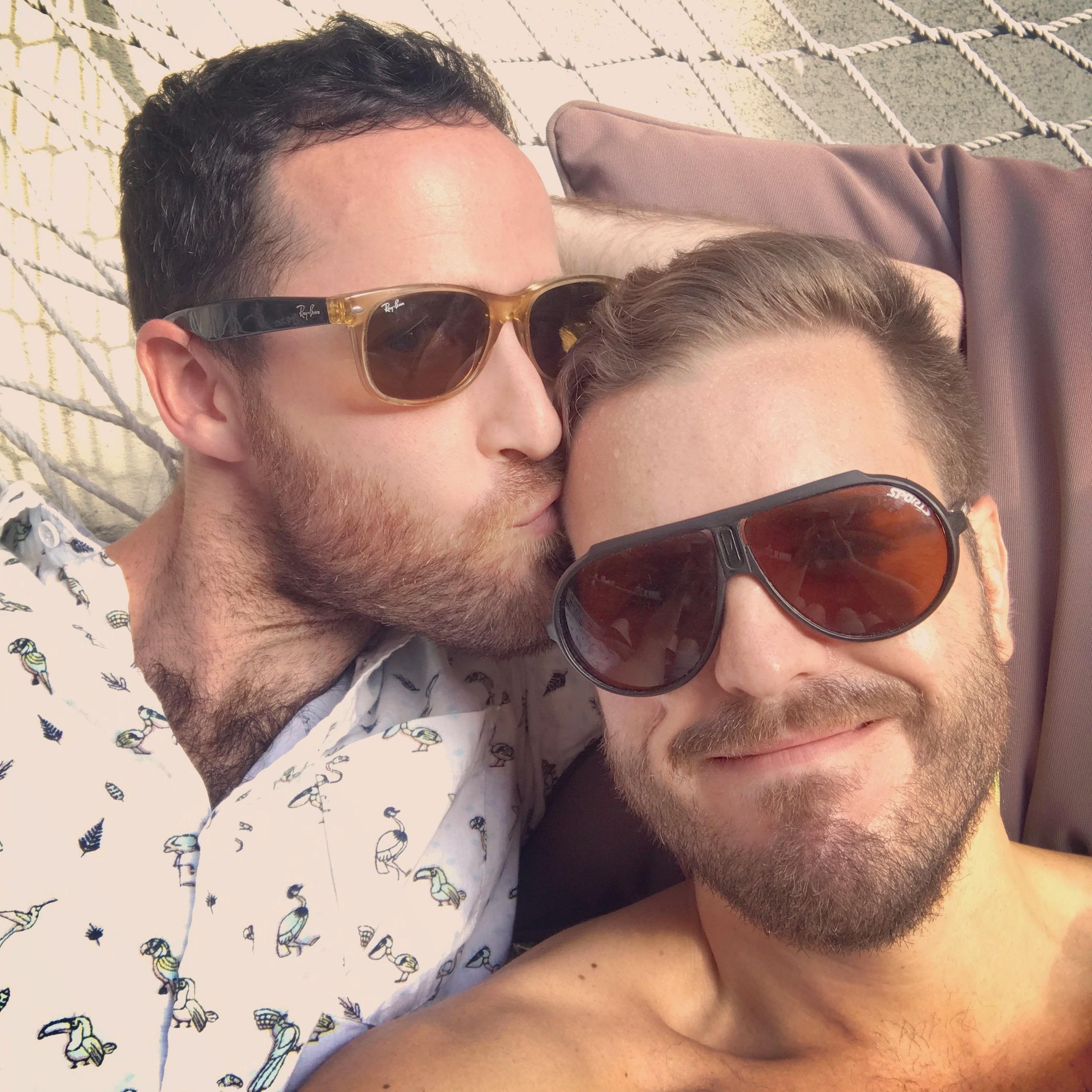 Hangin' on the patio at The Gaysian Den. April 2017.