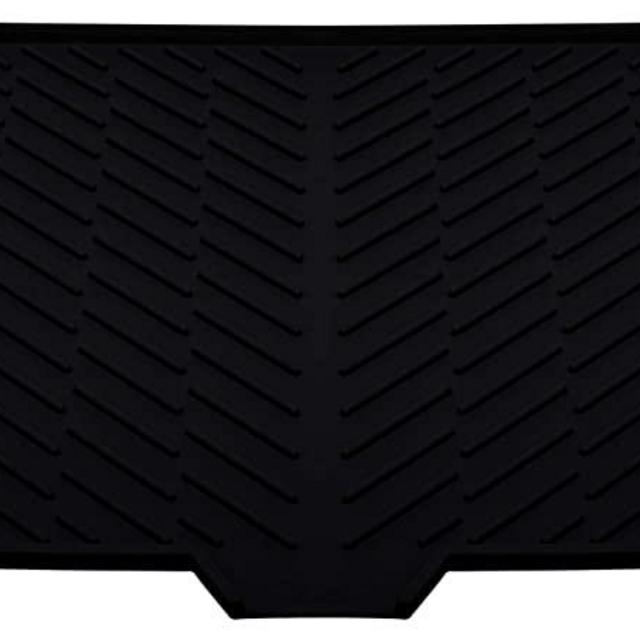 Luxet Silicone Dish Drying Mat with Built-in Drain Lip - Hygienic Drying Pad - Sturdy Compact Easy to Clean Tray Protects Surfaces Prevents Water Build Up - 23 X 17 (Black)