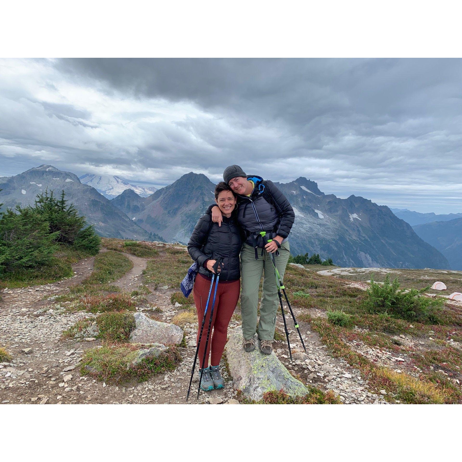 At the top of Hannegan Peak during our first backpacking trip together.