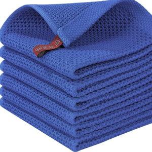 Homaxy 100% Cotton Waffle Weave Kitchen Dish Cloths, Ultra Soft Absorbent Quick Drying Dish Towels, 12 x 12 Inches, 6-Pack, Blueberry