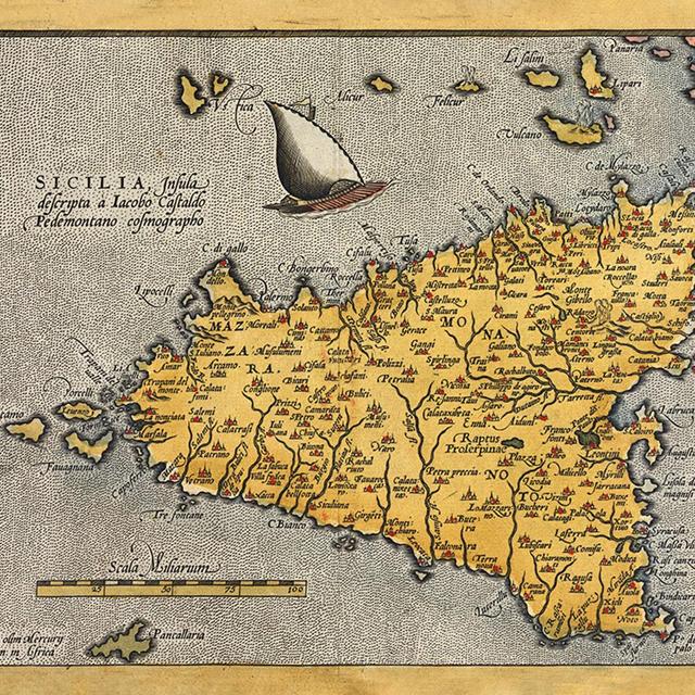 1600 Map of Sicily Italy