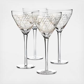 Hotel Collection Gold Decal Martini Glasses, Set of 4