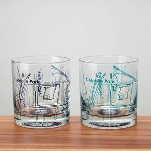 MLB Ballpark Map Glasses - Set of 2, Seattle Mariners