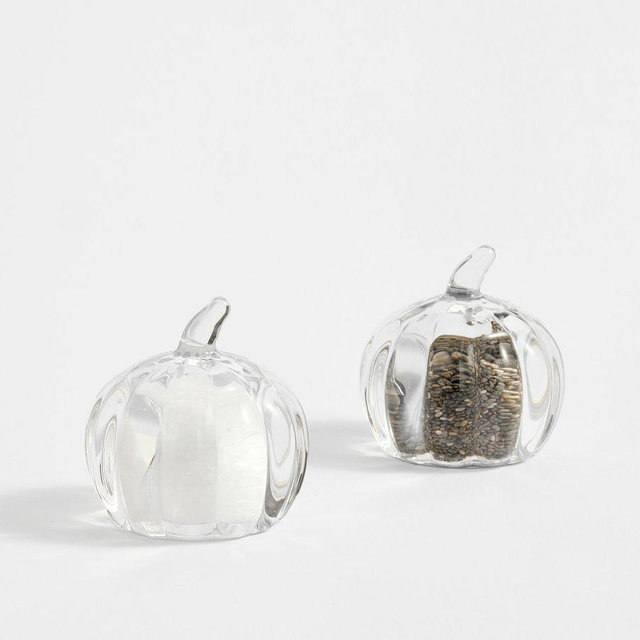 Glass Pumpkin Salt & Pepper Shakers