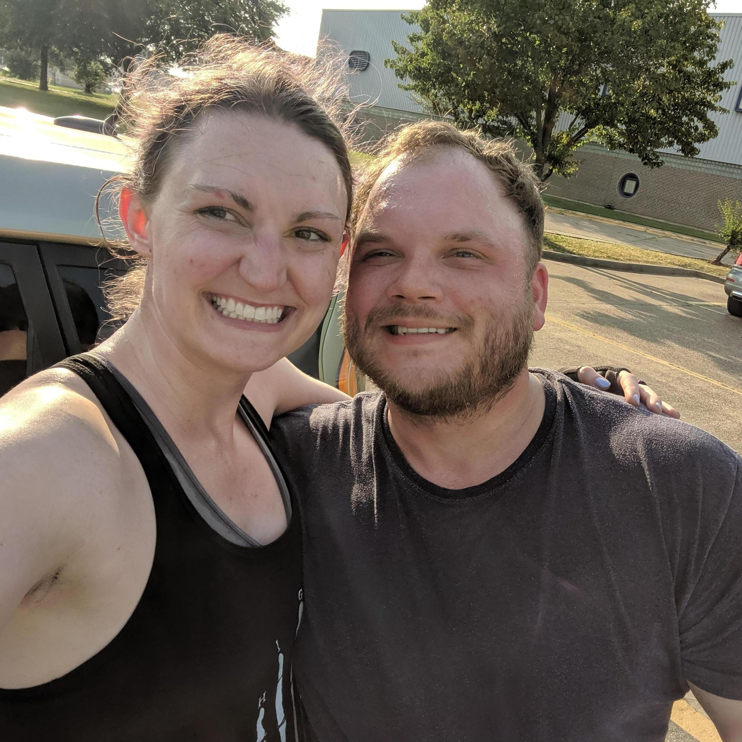 Reluctantly doing our best to stay fit together!