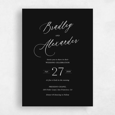 Black Wedding Invitation - Andros Classic