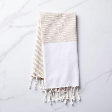 Colorblock Hammam Hand Towel, Belgian Flax