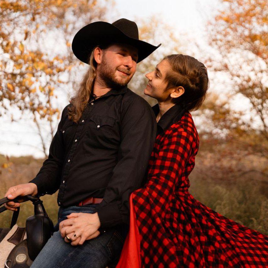 We are, in fact, sitting on a horse. Bride's honor, I promise you.