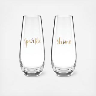 Oh What Fun Stemless Champagne Glass, Set of 2
