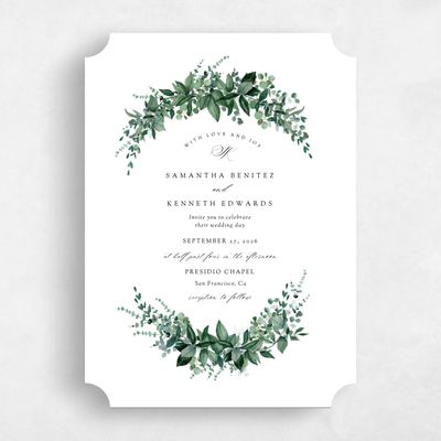 White Ticket Wedding Invitation - Elowen Portrait