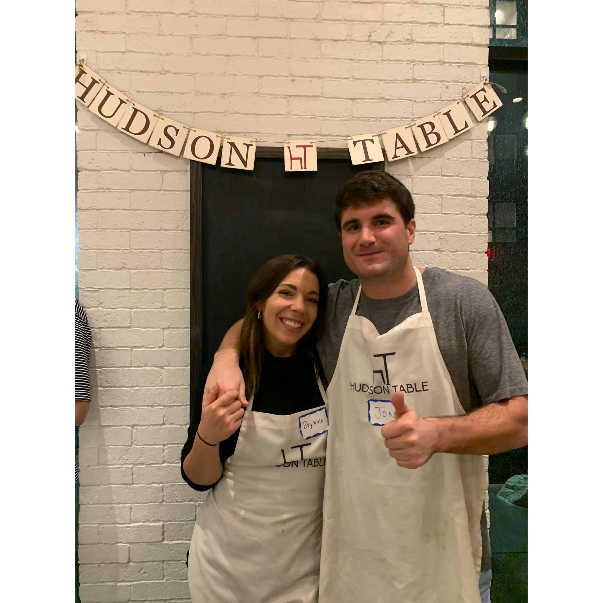 Sharpening our cooking skills at Hudson Table in Hoboken! Such a fun birthday gift from Jon to Bry! :-) 