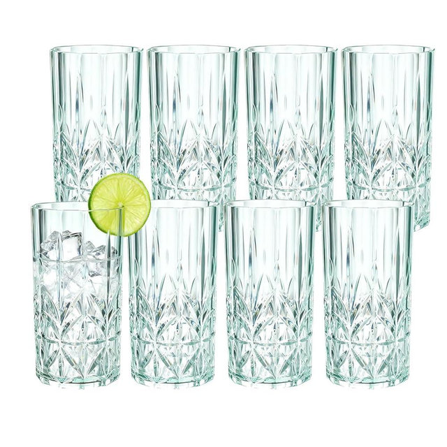 CHLJAR 18oz Plastic Drinking Water Tumblers, 8 Pack Shatterproof Tritan BPA-Free Shatterproof Outdoor Highball Drinkware, Reusable Clear Plastic Cups, Dishwasher-Safe Mint Green