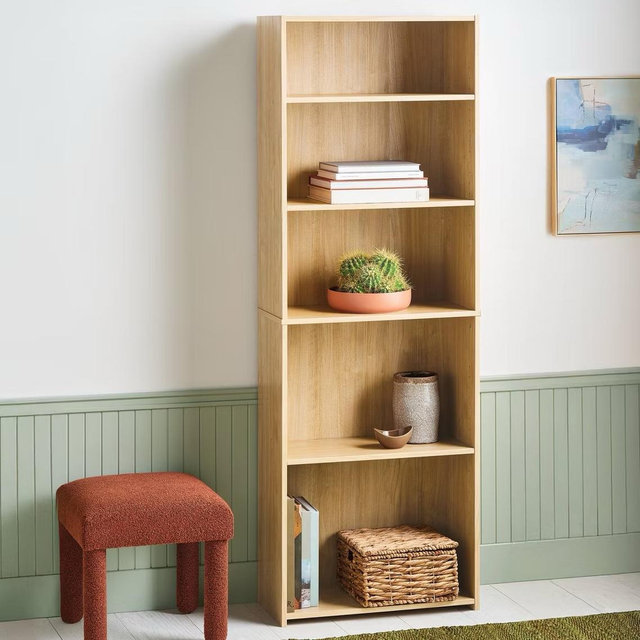 5 Shelf Bookcase Natural - Natural Wood