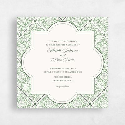 Celadon Green Wedding Invitation - Como Square