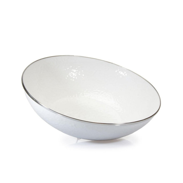 Golden Rabbit Solid White Enamelware Collection 5 Quart Serving Bowl