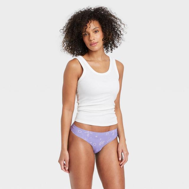 Women's Floral Print Laser Cut Thong - Auden™ Cosmic Garden S