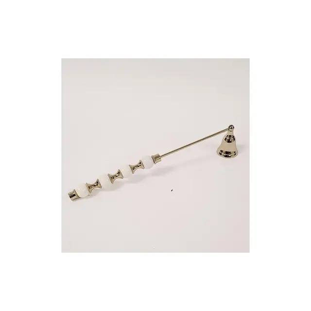 Classic Touch Gold Candle Snuffer White and Gold Beaded Handle
