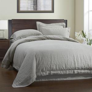 Simple & Opulence 100% Linen Duvet Cover Set 3 Piece (Queen, Grey)