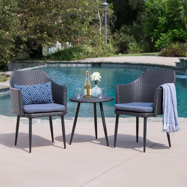 Iona 3pc Wicker Chat Set - Gray/Mixed Black - Christopher Knight Home