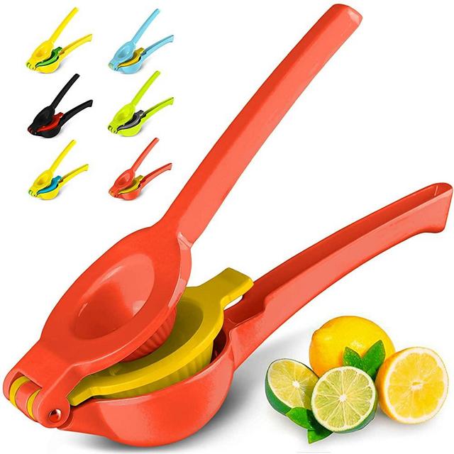 Top Rated Zulay Premium Quality Metal Lemon Lime Squeezer - Manual Citrus Press Juicer (Bright Red and Yellow)