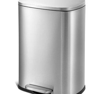 QUALIAZERO 50L/13Gal Heavy Duty Hands-Free Stainless Steel Commercial/Kitchen Step Trash Can, Fingerprint-Resistant Soft Close Lid Trashcan, 50L / 13 GAL