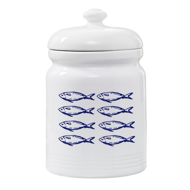 Personalization Mall Coastal Blue Fish Cookie Jar