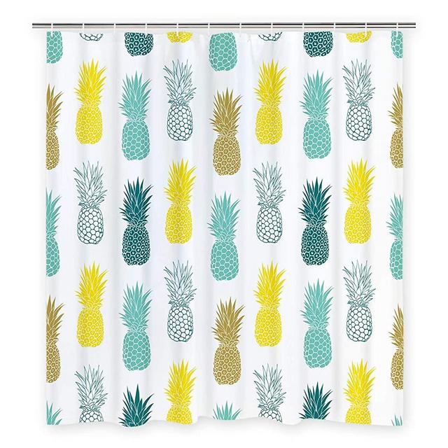 Bathroom Shower Curtain Blue Yellow Pineapple Shower Curtains Fabric Shower Room Curtain Durable Waterproof Home Bath Curtain Sets with 12 Hooks