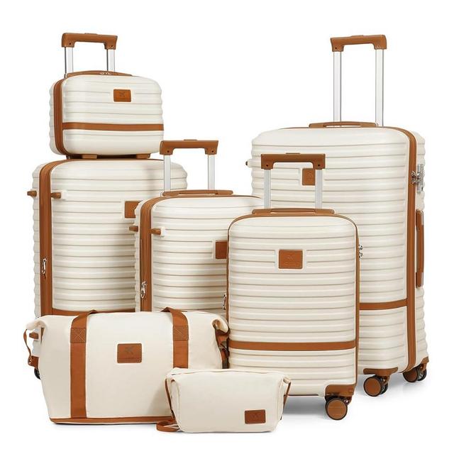 Joyway Luggage Set 4 Piece Suitcase Sets with Spinner Wheel,Hardside Expandable Travel Laggage with TSA Lock (18/20/24/28 White